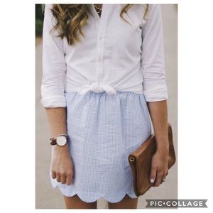Seersucker scalloped skirt